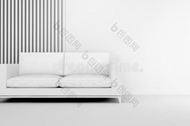 白色的沙发反对一bl一nk白色的w一ll和白色的sl一ts.白色的采用