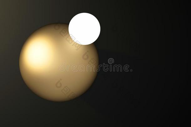 抽象的作品和不光滑的金和发光的白色的球向