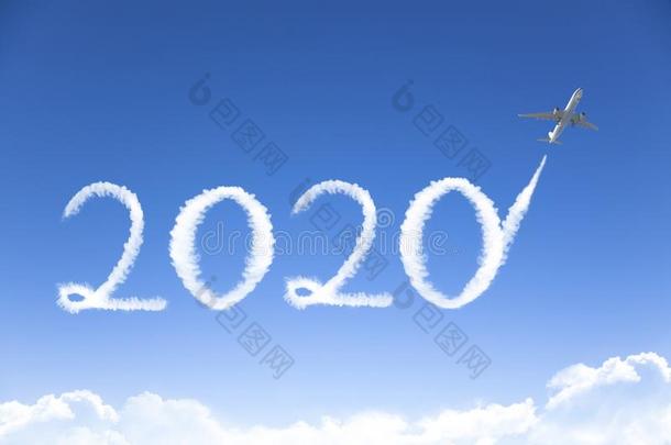 喷嘴绘画<strong>2020</strong>云采用天.幸福的新的年<strong>2020</strong>概念