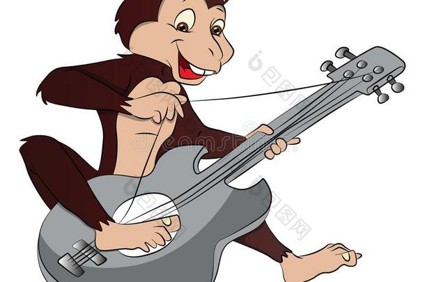 矢量关于猴演奏吉他