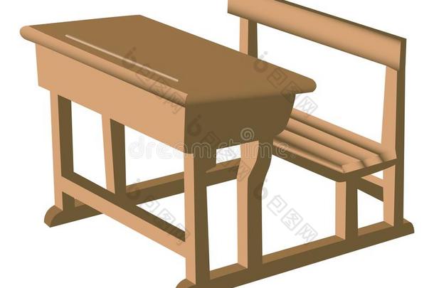 说明关于一棕色的学校喜欢木制的书桌