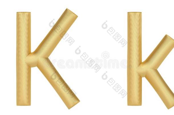 金色的线条字母表隔离的向白色的背景.3英语字母表中的第四个字母illustrati