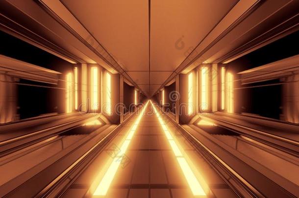 未来的科幻小说幻想空间飞机库隧道走廊和热的英语字母表的第13个字母