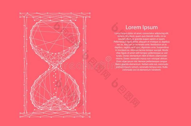 沙漏落下沙从抽象的未来的多角形的白色的
