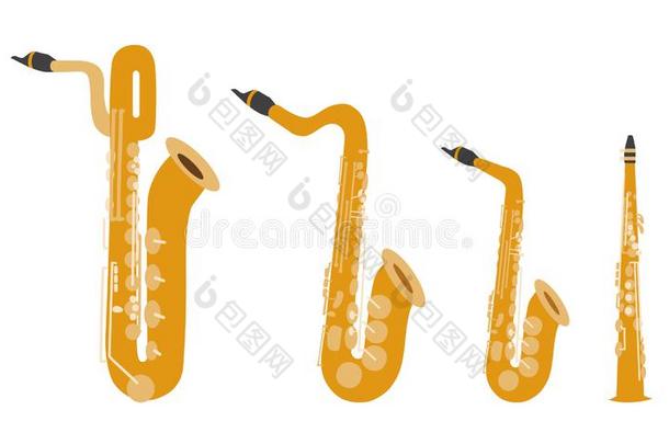 放置关于矢量现代的平的设计木管乐器音乐的器具