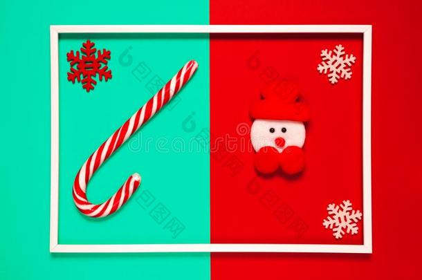 圣诞节作品和装饰的雪人,棒棒糖和雪