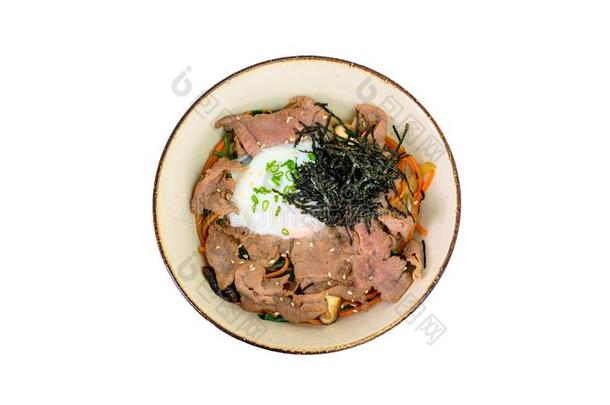 丼瓦圭牛肉部分和温泉鸡蛋,稻,蔬菜采用chiefengineer总工程师