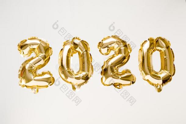 幸福的新的年2020庆祝.金箔气球数词2020