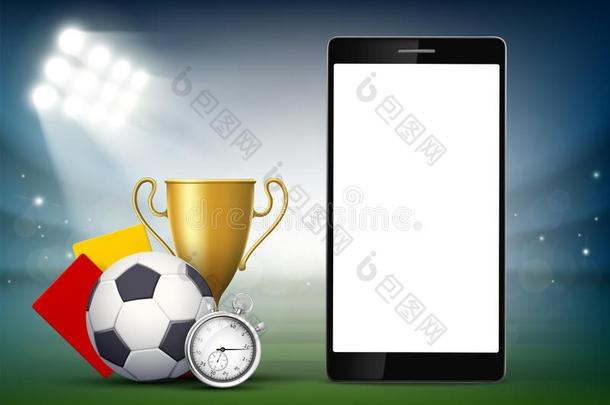 智能手机和一bl一nk白色的屏幕向指已提到的人足球田