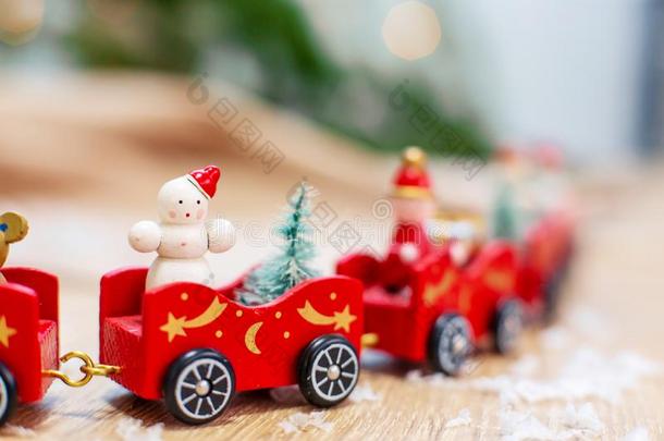 圣诞节招呼卡片和火车和圣诞节装饰
