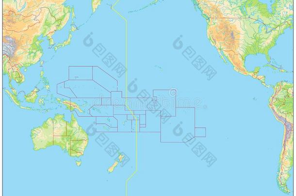 和平的洋自然的地图.不水深测量.不文本