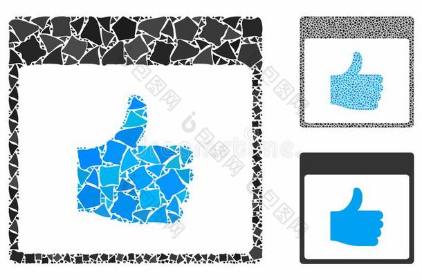 拇指在上面日历页马赛克偶像关于不平坦的部