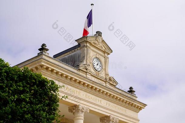阿卡雄城市过道法国的旗城镇过道法国