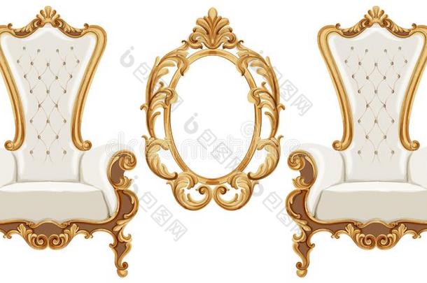 路易斯十六方式椅子和金色的<strong>新古典</strong>主义的装饰