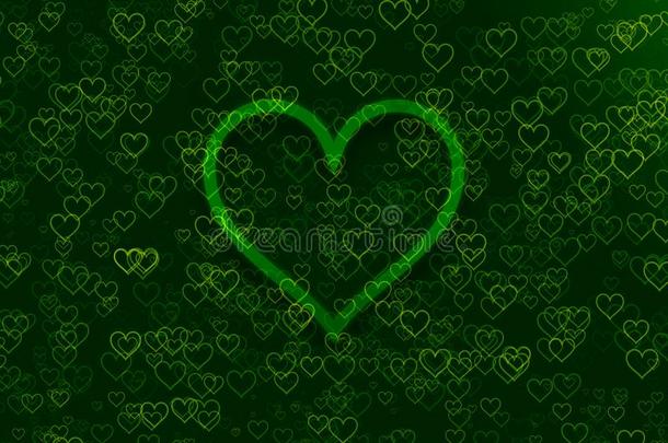 抽象的心绿色的背景,抽象的心向背景.
