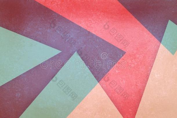 抽象的红色的col.紫红色蓝色和米黄色背景和三角形int.安静