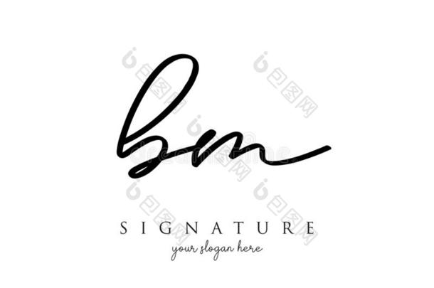 BM<strong>公司</strong>最初的书法<strong>签名</strong>标识样板矢量.