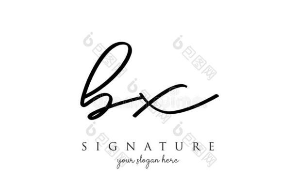 bx公司最初的书法签名标识样板矢量.