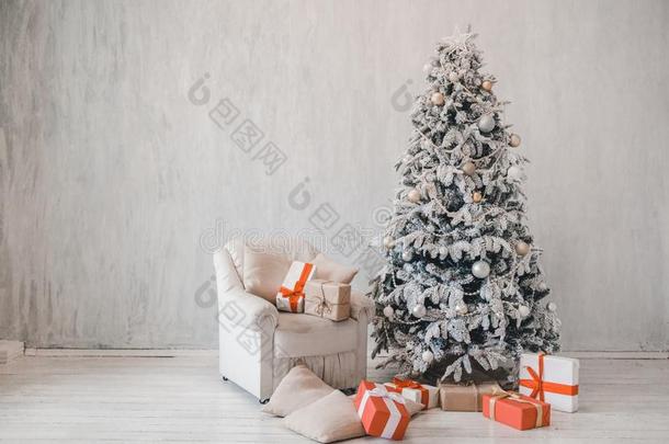 圣诞节树白色的新的年礼物布置布置ation假日获胜