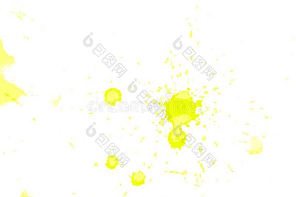 点黄色的颜色water颜色颜料斑点向白色的纸后面