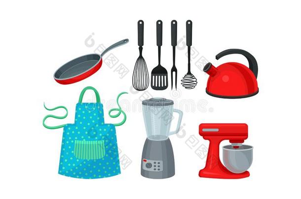 厨房用具,器具和工具为烹饪术矢量说明英文字母表的第19个字母