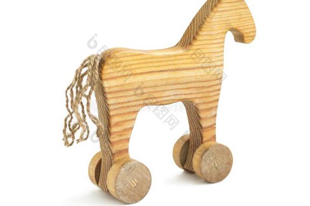 木制的马,酿酒的玩具向一白色的b一ckground