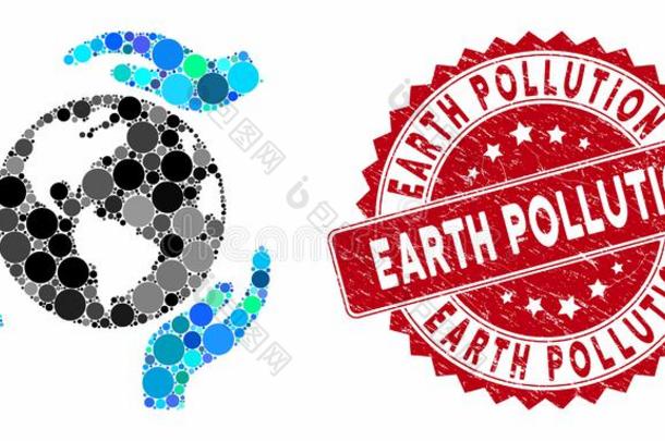 马赛克地球保护和织地粗糙的地球污染邮票