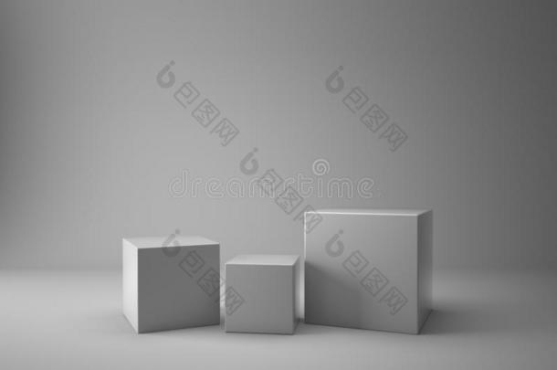 白色的表演台盒立方形的东西3英语字母表中的第四个字母空白的英语字母表中的第四个字母isplay向空的白色的背景幕布