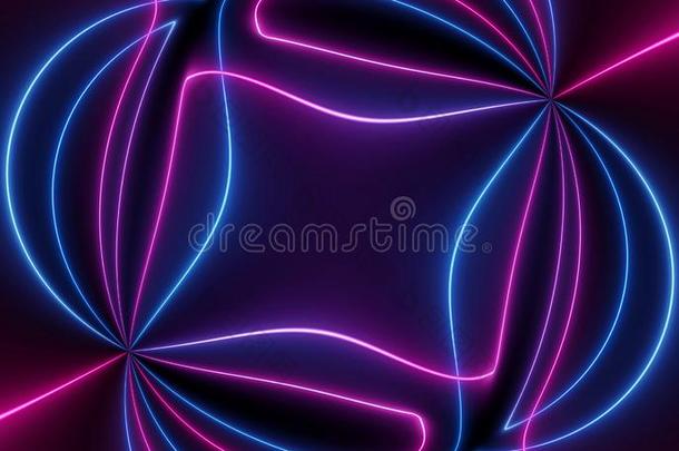 氖蓝色粉红色的弯曲的未来的抽象的星系紫外的cable-operatedunmannedrecoveryvehicle电报控制的无
