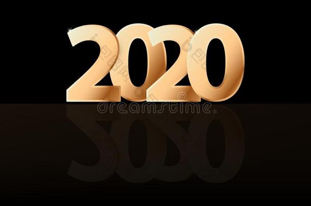 矢量海报和<strong>金色</strong>的2020为幸福的新的年