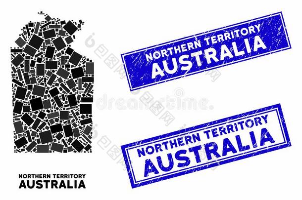 马赛克澳大利亚人北方的领土地图和悲痛长方形