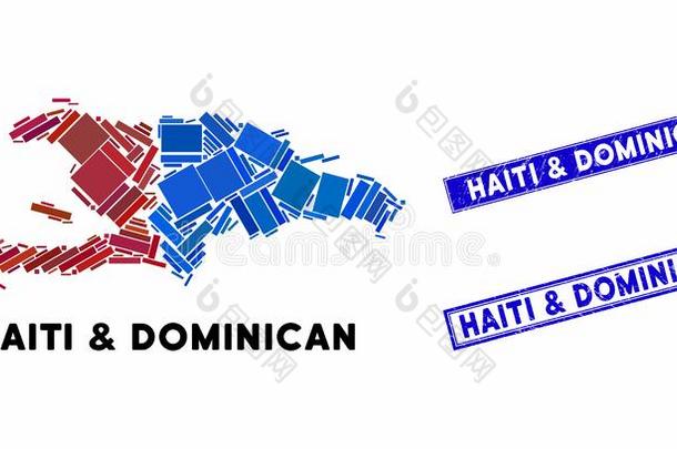 马赛克海地和多米尼加的共和国地图和悲痛长方形wickets三柱门