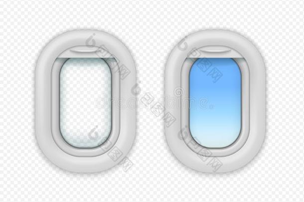 飞机敞开的窗.现实的飞机舷窗.矢量伊索拉