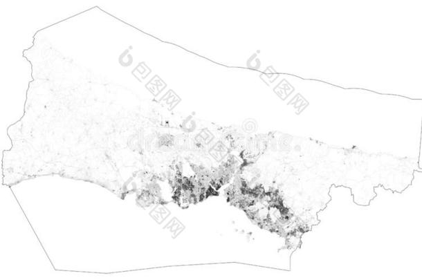 卫星地图关于伊斯坦布尔和建筑物地区.火鸡