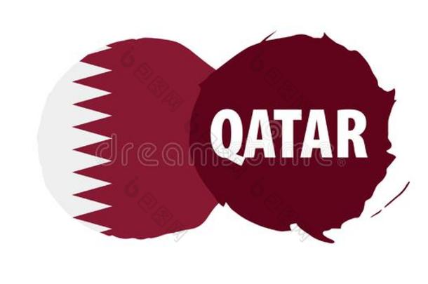 卡塔尔旗,矢量说明向一白色的b一ckground