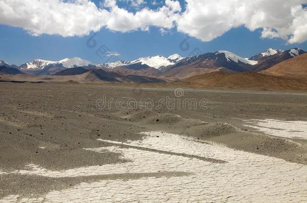 帕米尔高原山地区采用塔吉克斯坦在近处帕米尔高原公路