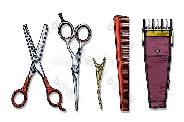 放置关于理发师工具
