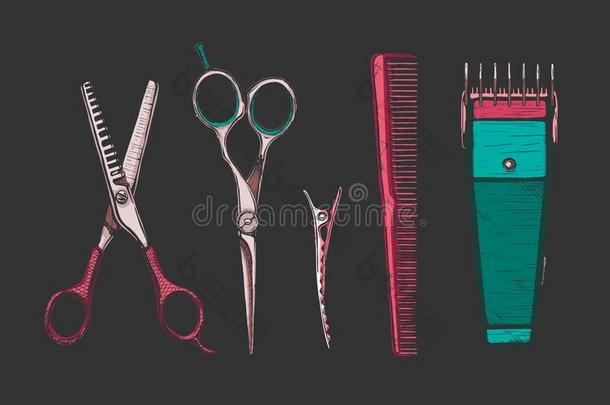放置关于理发师工具