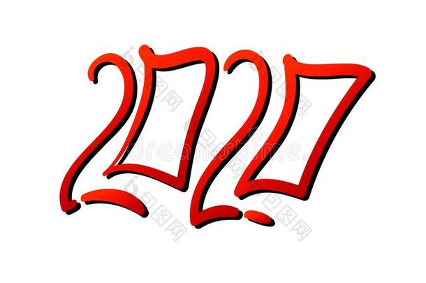 2020中国人方式字体.日历新的年2020,红色的铭文