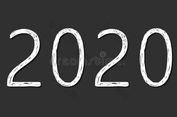 年2020,遮蔽住数字为的符号日历年2020