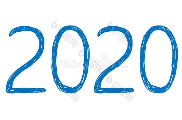年2020,遮蔽住数字为的符号日历年2020