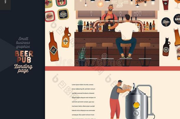 酿酒厂,手艺啤酒酒馆-小的商业插图-登陆