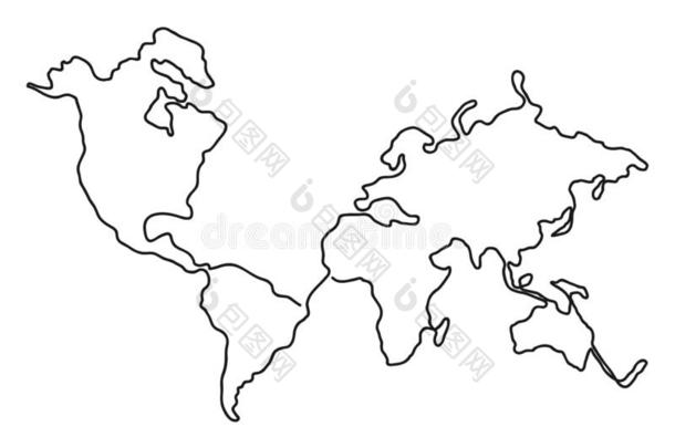 <strong>连续</strong>的线条绘画关于世界地图.num.一线条地图关于指已提到的人地球.