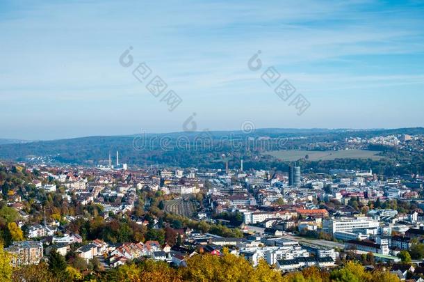 全景画城市风光照片普福尔茨海姆采用巴登-符腾堡德国在blue蓝色