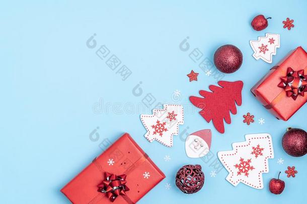 新的年和圣诞节框架.红色的和白色的圣诞节装饰