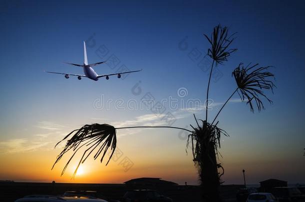 乘客水平飞在上面越过拿-从落下跑道从机场在日