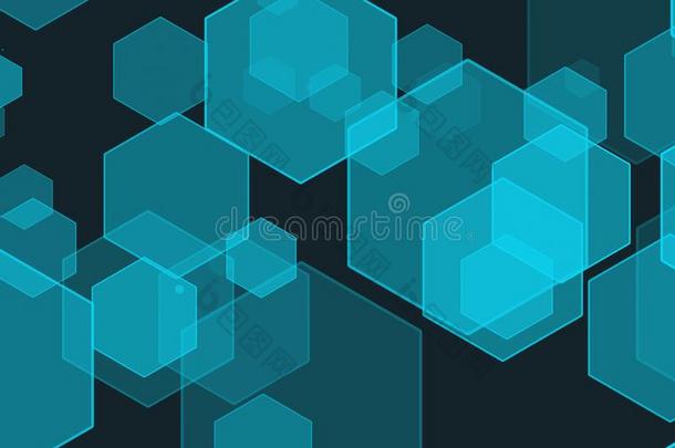 抽象的科技蓝色背景和六边形.英语字母表的第8个字母
