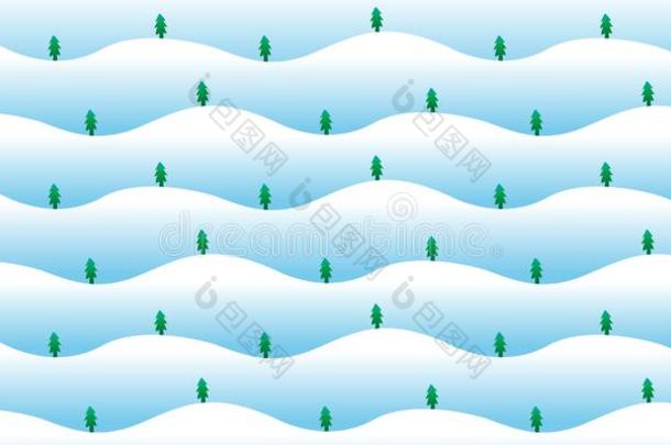 <strong>矢量雪山</strong>和树无缝的模式背景