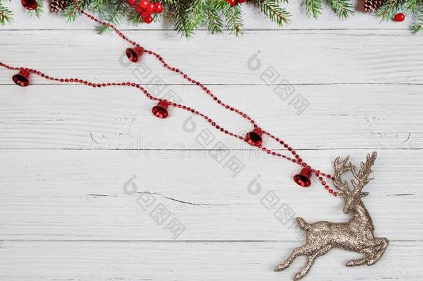 圣诞节照片关于跑步鹿和钟