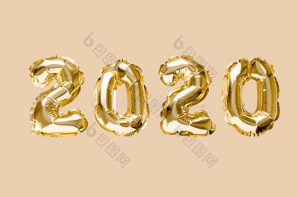 幸福的新的年2020庆祝.金箔气球数词2020